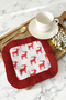 Red Christmas Deer Motif Tasseled Presentation Napkin - New Year Themed Red Coaster Tissue - 2