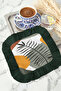 Tropical Leaf Fringed Presentation Napkin - Natural Bohemian Green Mustard Design Coaster Napkin - 2