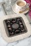 Luxury Farmhouse Motif Fringed Presentation Napkin - Rustic Black Checkered Gold Colored Coaster Tissue - 6
