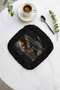 Luxury Modern Art Fringed Presentation Napkin - Artistic Portrait Bohemian Black Coaster Tissue - 7