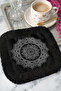 Luxury Mandala Fringed Coffee Side Presentation Napkin - Ethnic Black and White Bohemian Coaster Presentation Napkin - 2