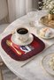 Vintage Women's Portrait Fringed Presentation Napkin - Modern Retro Burgundy Red Coffee Side Presentation Handkerchief - 4