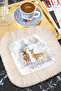Winter Forest Fringed Decorative Fabric Napkin - Pastel Nature Bohemian Gray White Coaster Tissue - 3