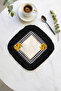 Country Plaid Sunflower Patterned Fringed Presentation Napkin - Rustic Floral Motif Black Coaster Tissue - 6