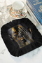 Luxury Modern Art Fringed Presentation Napkin - Artistic Portrait Bohemian Black Coaster Tissue - 2