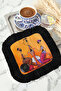 African Art Fringed Presentation Placemat Tissue - Ethnic Bohemian Warm Orange Black Presentation Napkin - 5