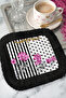 Baroque Striped Floral Fringed Presentation Napkin - Elegant Glam Bohemian Black Fuchsia Coaster Tissue - 8