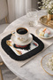 Ethnic Luxury Fringed Presentation Napkin - Geometric Bohemian Black and Red Design Coaster Napkin - 8