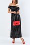 Polka Dot Waisted Giped Wrinkled Fabric Madonna Collar Women's Dress 125 cm - 3