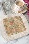 Luxury Vintage Elegance Fringed Presentation Napkin - Elegant Spring Bohemian Beige Gold Color Coaster Handkerchief - 6
