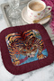 Exotic Tiger Motif Fringed Presentation Napkin - Vibrant Bohemian Red Berceste Coaster Tissue - 8