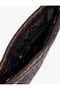 Knitted Patterned Zippered Faux Leather Large Clutch Bag - 4