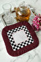 Luxurious Checkered Fringed Presentation Placemat Tissue - Timeless Classic Bohemian Burgundy Black Presentation Napkin - 5