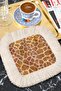 Giraffe Fringed Coffee Side Serving Napkin - Elegant Bohemian Cream Fringed Coffee Side Presentation Napkin - 7