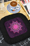 Mandala Motif Fringed Decorative Napkin - Bohemian Energetic Purple Black Tasseled Coaster Napkin - 6