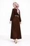 Women's Gold Chain Belt Detailed Crew Neck and Hijab Clothing Twisted Dress - 3
