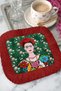 Artistic Portrait Fringed Presentation Napkin - Flower Garden Bohemian Green Red Coffee Side Presentation Napkin - 2
