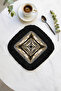 Chain Motif Fringed Serving Cocktail Napkin-Luxury Modern Black Gold Color Coaster Tissue - 4