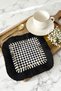 Luxury Checkered Fringed Presentation Napkin - Optically Stylish Modern Black and White Gold Colored Coaster Tissue - 4