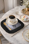 Majestic Deer Motif Fringed Presentation Napkin - Black Rustic Natural Forest Themed Coaster Tissue - 3