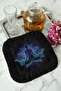 Lotus Enerji Fringed Presentation Napkin - Meditation Bohemian Black and Blue Designed Coaster Napkin - 5