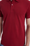 Men's Slim Fit 100% Cotton Short Sleeve Polo Collar Red T-Shirt - 5