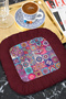 Bohemian Luxury Mosaic Fringed Presentation Decoration Handkerchief-Colorful Ethnic Harmony Purple Claret Red Coffee Side Napkin - 6