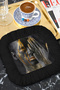 Luxury Modern Art Fringed Presentation Napkin - Artistic Portrait Bohemian Black Coaster Tissue - 6