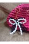 French Coquette Pearl Bow Keychain – Handmade Bag Accessory – Car Rearview Mirror Ornament –
