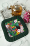 Exotic Tropical Birds Tasseled Presentation Napkin-Colorful Spring Forest Dark Green Coaster Tissue - 4