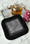 Black and White Elite Fringed Presentation Napkin-Geometric Classic Monochrome Bohemian Black Coaster Tissue - 3