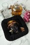 Eye-Catching Artistic Fringed Presentation Decoration Handkerchief-Luxury Bohemian Gold-Color Black Coffee Side Napkin - 3