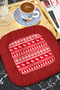 Nordic Winter Motif Fringed Presentation Napkin - Warm New Year's Rustic Red Coaster Serving Tissue - 4