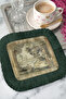 Baroque Art Tasseled Presentation Napkin - French Classic Vintage Theme Green Coaster Tissue - 3