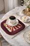 Retro Wave Motif Tasseled Presentation Napkin - Iconic Bohemian Burgundy Cream Coaster Tissue - 2