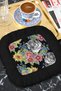 Luxurious Floral Tiger Fringed Stylish Serving Napkin - Elegant Bohemian Black Colored Under-Coffee Tray Napkin - 5