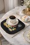 Luxurious Floral Tiger Fringed Stylish Serving Napkin - Elegant Bohemian Black Colored Under-Coffee Tray Napkin - 4