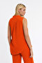 Muslin Blouse - Muslin High Collar Half Placket Sleeveless Blouse - 1070 - 3