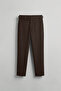 Men's Slim Fit Italian Cut Side Buckle Double Button Trousers Brown