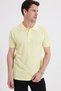 Men's Slim Fit 100% Cotton Short Sleeve Polo Collar Yellow T-Shirt - 5