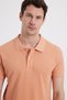Men's Slim Fit 100% Cotton Short Sleeve Polo Collar Orange T-Shirt - 2