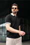 Black Polo Collar Knitwear Men's T-Shirt E7470 - 5