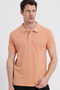 Men's Slim Fit 100% Cotton Short Sleeve Polo Collar Orange T-Shirt