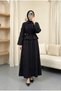 Floral Detailed Skirted Two-Piece Modal Black Set - Black - 2