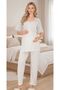 New Season Ecru Short Sleeve Scallop Linen Detailed Special Design Summer Maternity Pajama Set - 6
