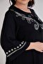 Women's Plus Size Ethnic Pattern Printed V-Neck Tassel Tie Collar Three Quarter Wide Sleeve Stretchy Blouse - 2