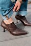 Olia High Heeled Shoes Light Brown Matte Leather - 4