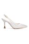 Moire White Stone Transparent Heeled Shoes - 3