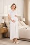 New Season Ecru Summer Short Sleeve Special Design Button Detailed Maternity Nightgown - 7