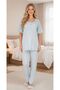 New Season Blue Short Sleeve Scallop Linen Detailed Special Design Summer Maternity Pajama Set - 6